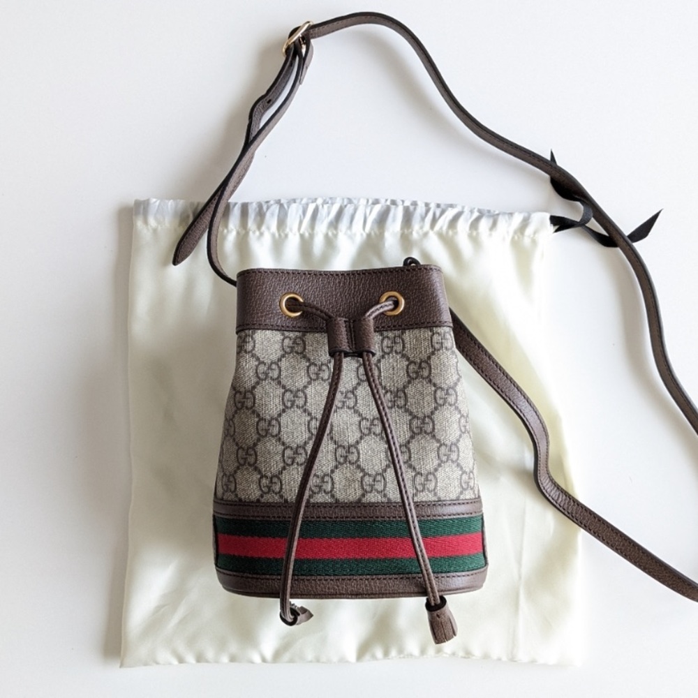 Gucci Ophidia Mini Bucket Bag Monogram GG Classic Crossbody Hobo Purse